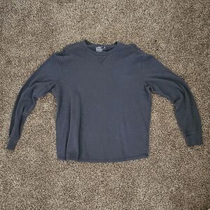 Men's Hanes, Relaxed Fit Waffle Long Sleeve T-Shirt, Charcoal, Size Large